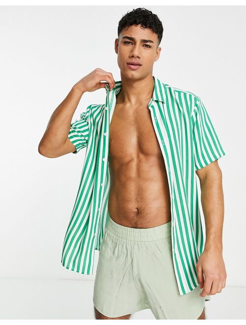 ASOS DESIGN shirt in green summer stripe