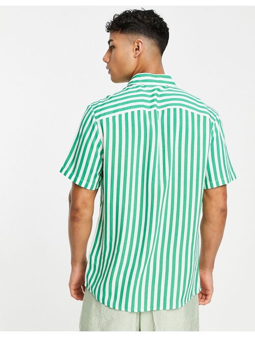 ASOS DESIGN shirt in green summer stripe