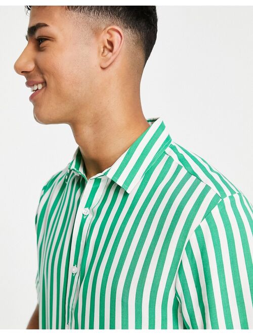 ASOS DESIGN shirt in green summer stripe