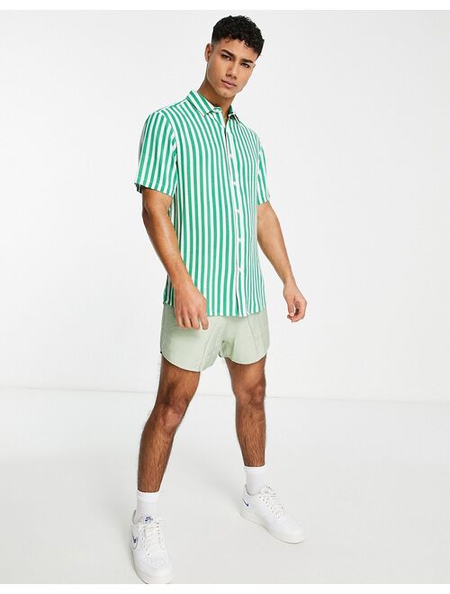 ASOS DESIGN shirt in green summer stripe