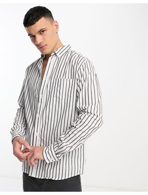 Only & Sons oversized shirt in navy stripe