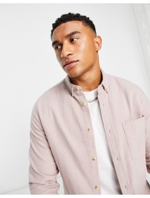 ASOS DESIGN brushed oxford shirt in cotton blend in soft pink