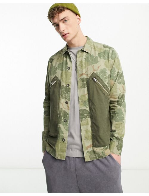 AllSaints Insignia utility shirt in khaki