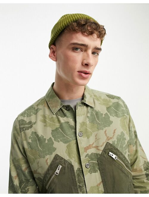 AllSaints Insignia utility shirt in khaki