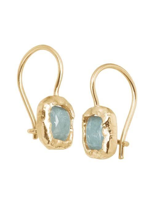 Silpada 'Mediterra' Natural Aquamarine Petite Drop Earrings in 14K Gold-Plated Sterling Silver