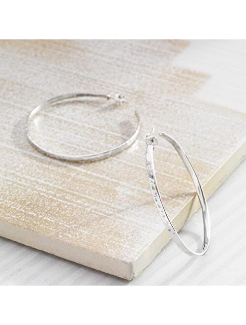 Silpada 'Circle Up' Hammered Hoop Earrings in Sterling Silver