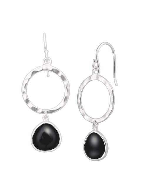 Silpada 'Dark Halo' Natural Black Agate Drop Earrings in Sterling Silver