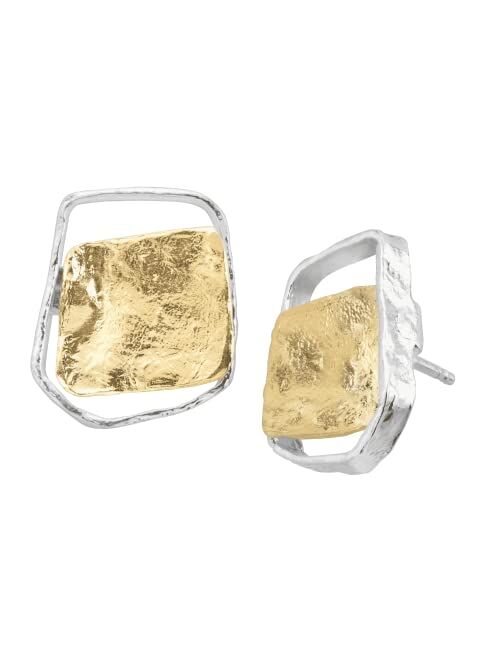 Silpada 'Golden Sands' Stud Earrings in Sterling Silver with 14K Gold-Plating