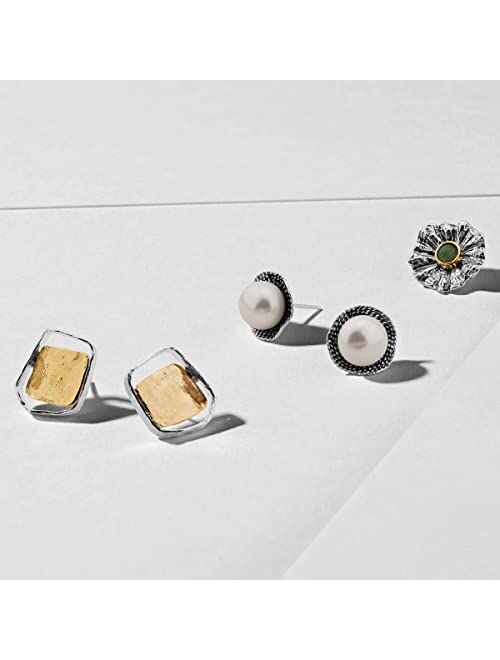 Silpada 'Golden Sands' Stud Earrings in Sterling Silver with 14K Gold-Plating