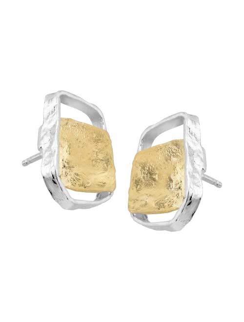 Silpada 'Golden Sands' Stud Earrings in Sterling Silver with 14K Gold-Plating