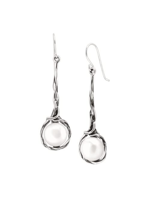 Silpada 'Intertwining Vines' 10.5-11 mm Freshwater Cultured Pearl Twisted Drop Earrings in Sterling Silver