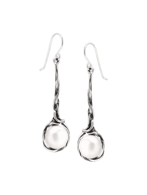 Silpada 'Intertwining Vines' 10.5-11 mm Freshwater Cultured Pearl Twisted Drop Earrings in Sterling Silver