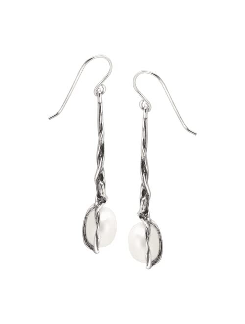 Silpada 'Intertwining Vines' 10.5-11 mm Freshwater Cultured Pearl Twisted Drop Earrings in Sterling Silver