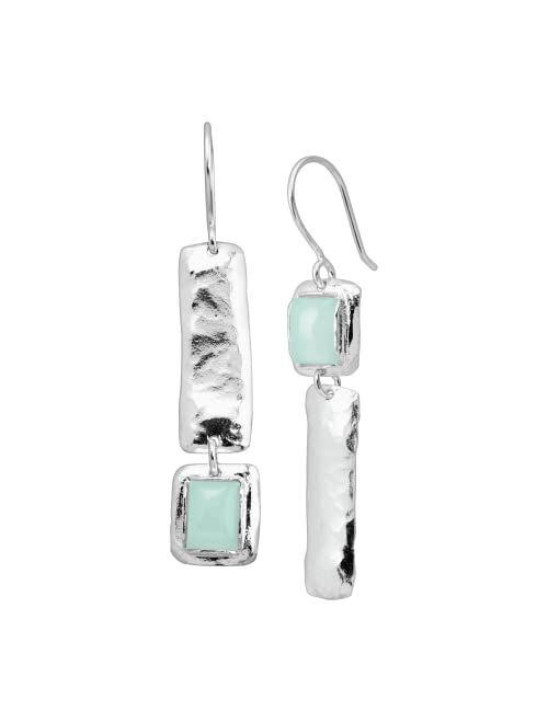 Silpada Drop Earrings for Women.925 Sterling Silver, Natural Chalcedony Hinged, I'll Never Pas-Tell'