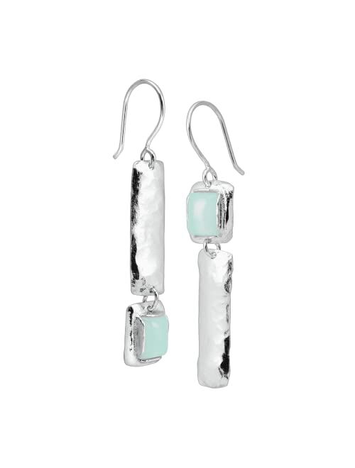 Silpada Drop Earrings for Women.925 Sterling Silver, Natural Chalcedony Hinged, I'll Never Pas-Tell'