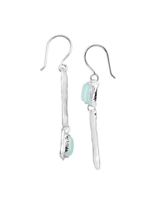 Silpada Drop Earrings for Women.925 Sterling Silver, Natural Chalcedony Hinged, I'll Never Pas-Tell'