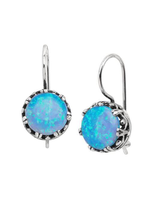 Silpada 'Kintla' Created Blue Opal Drop Earrings in Sterling Silver