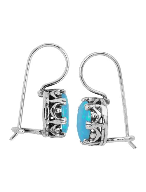 Silpada 'Kintla' Created Blue Opal Drop Earrings in Sterling Silver