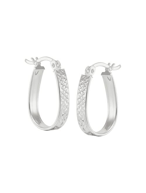 Silpada 'Ovalline' Textured Hoop Earrings in Sterling Silver