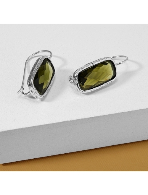 Silpada 'Olivine' Green Cubic Zirconia Drop Earrings in Sterling Silver