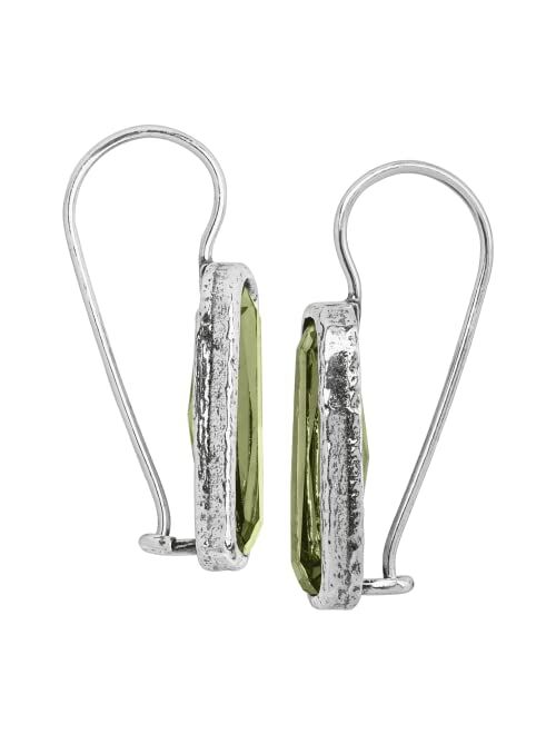 Silpada 'Olivine' Green Cubic Zirconia Drop Earrings in Sterling Silver