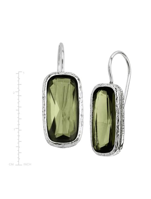 Silpada 'Olivine' Green Cubic Zirconia Drop Earrings in Sterling Silver