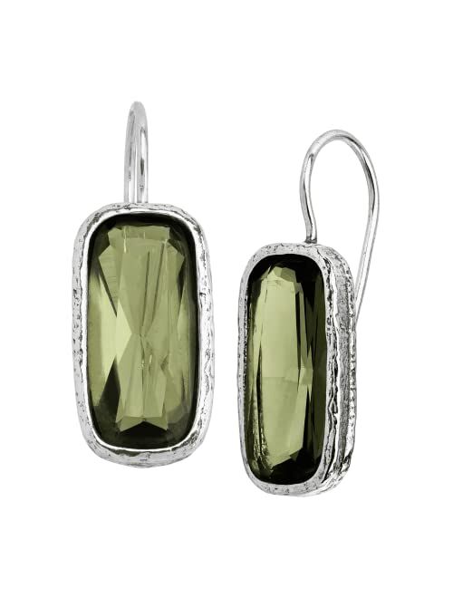 Silpada 'Olivine' Green Cubic Zirconia Drop Earrings in Sterling Silver