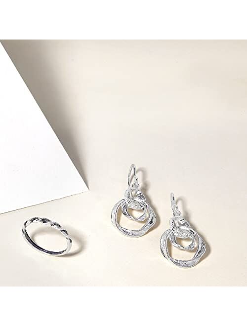 Silpada 'Creative Circle' Interlocking Drop Earrings in Sterling Silver