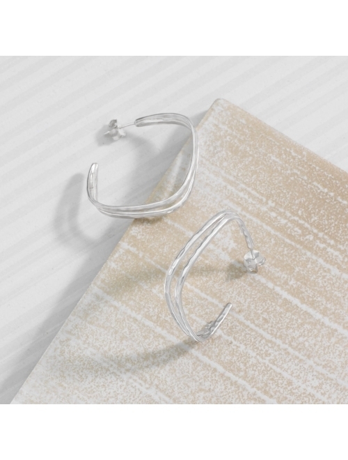 Silpada 'Natural Order' Geometric Hoop Earrings in Hammered Sterling Silver