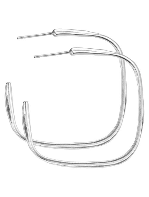 Silpada 'Natural Order' Geometric Hoop Earrings in Hammered Sterling Silver