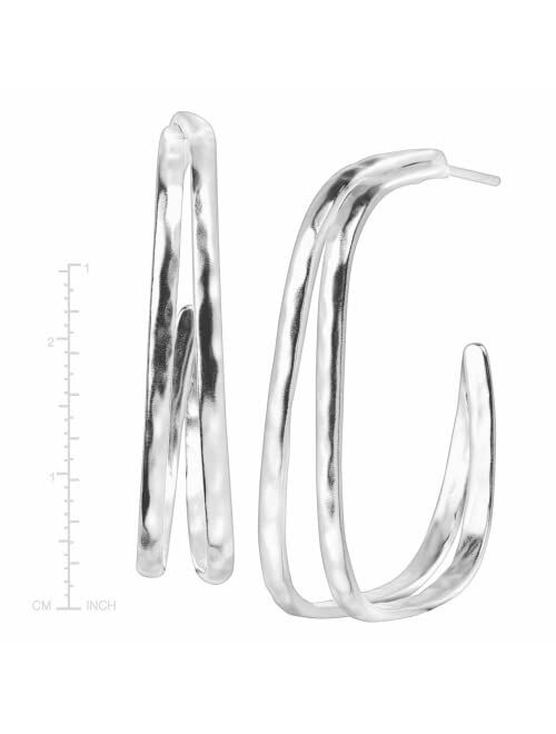 Silpada 'Natural Order' Geometric Hoop Earrings in Hammered Sterling Silver