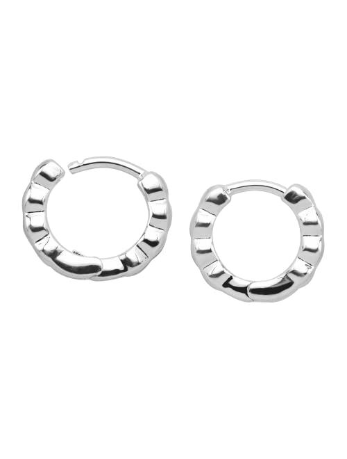 Silpada 'Soleil' Beaded Huggie Hoop Earrings in Sterling Silver