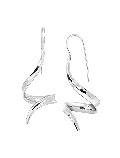 Silpada 'Spring Forward' Spiral Ribbon Drop Earrings in Rhodium-Plated Sterling Silver