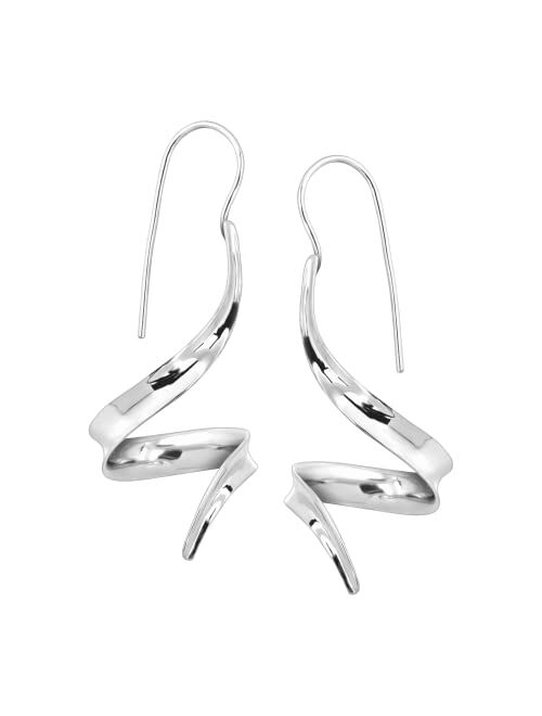 Silpada 'Spring Forward' Spiral Ribbon Drop Earrings in Rhodium-Plated Sterling Silver