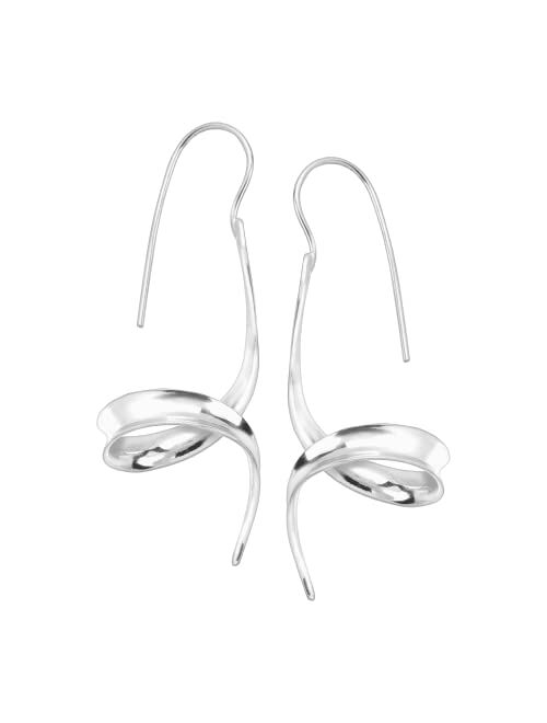 Silpada 'Spring Forward' Spiral Ribbon Drop Earrings in Rhodium-Plated Sterling Silver