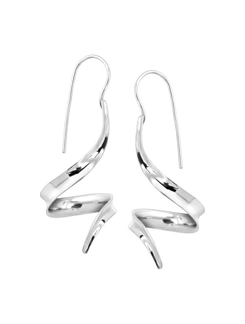 Silpada 'Spring Forward' Spiral Ribbon Drop Earrings in Rhodium-Plated Sterling Silver