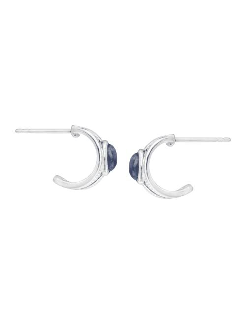 Silpada 'Hidden Canyon' Natural Sodalite Cut-Out Huggie Hoop Earrings in Sterling Silver