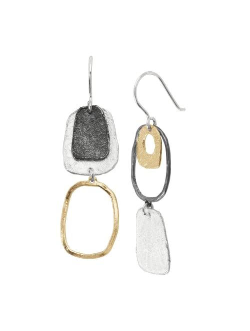 Silpada 'Organza' Three-Tone Drop Earrings in 14K Gold & Black Rhodium-Plated Sterling Silver