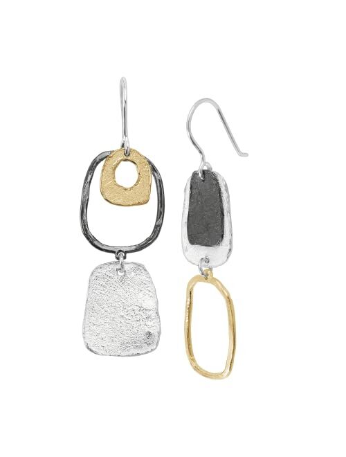 Silpada 'Organza' Three-Tone Drop Earrings in 14K Gold & Black Rhodium-Plated Sterling Silver