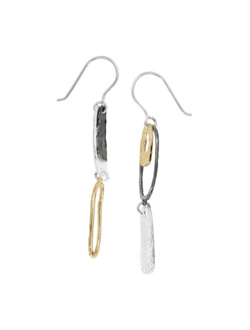 Silpada 'Organza' Three-Tone Drop Earrings in 14K Gold & Black Rhodium-Plated Sterling Silver