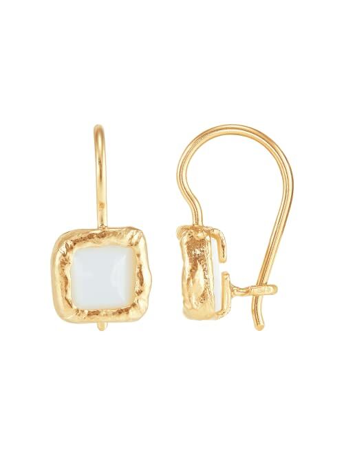 Silpada 'Mediterra Glow' Mother-of-Pearl Drop Earrings in 14K Yellow Gold-Plated Sterling Silver