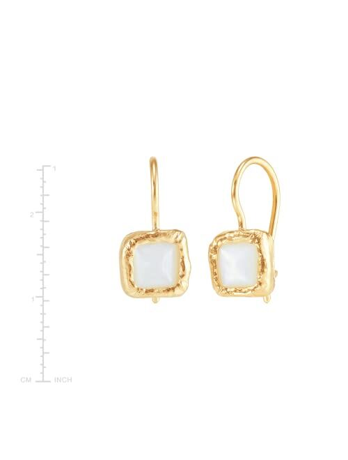 Silpada 'Mediterra Glow' Mother-of-Pearl Drop Earrings in 14K Yellow Gold-Plated Sterling Silver