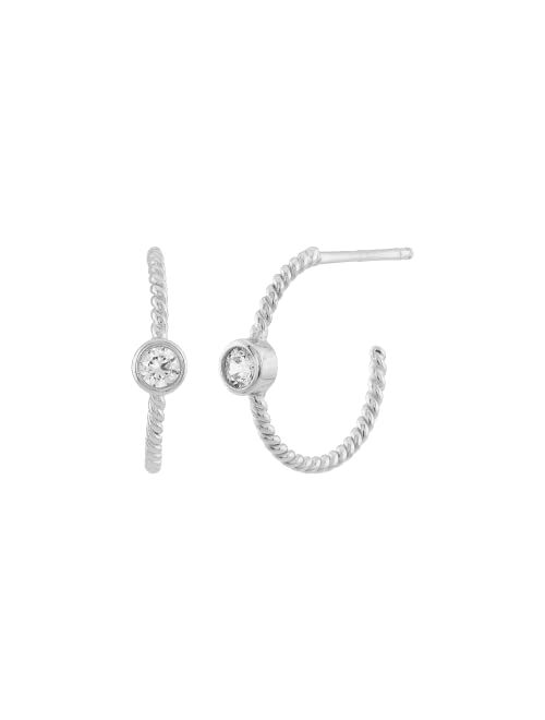 Silpada 'Focus on Me' Cubic Zirconia J-Hoop Earrings in Sterling Silver