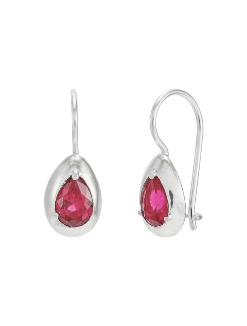 Silpada 'Pear Blossom' Lab Created Ruby Drop Earrings in Sterling Silver