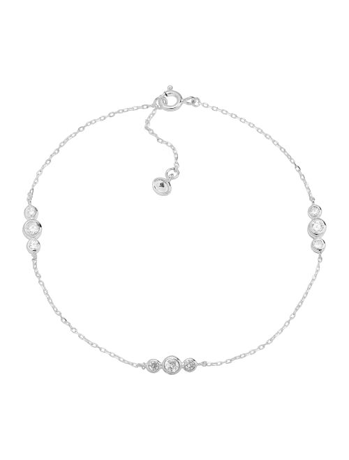 Silpada .925 Sterling Silver Anklet for Women, Cubic Zirconia Ankle Bracelet, Jewelry Gift Idea, Clarity Loll', 9" + 1"