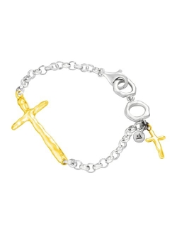 'in Good Faith' Organic Cross Chain Bracelet in Sterling Silver, 7.5"