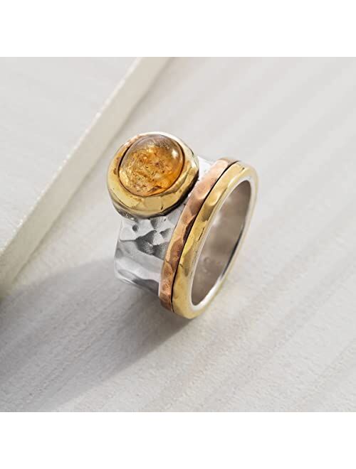 Silpada 'Metallic Mix' Natural Citrine Ring in Sterling Silver, Brass, & Copper