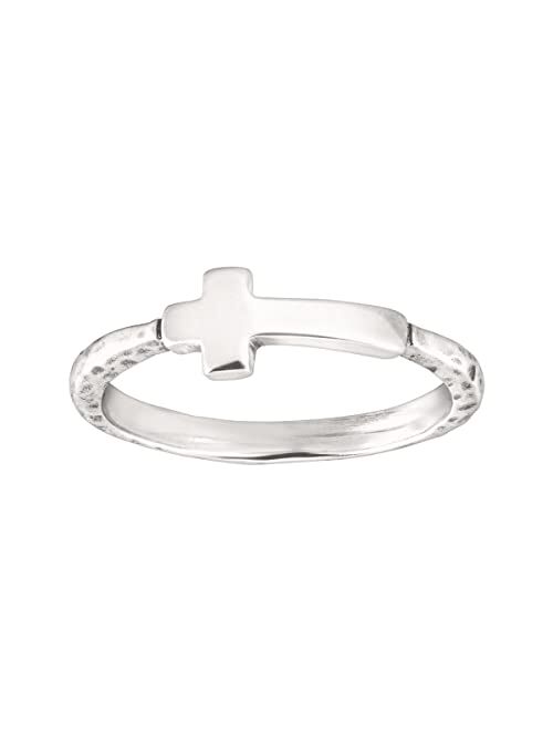 Silpada 'Simplex Cross' Horizontal Cross Textured Ring in Sterling Silver