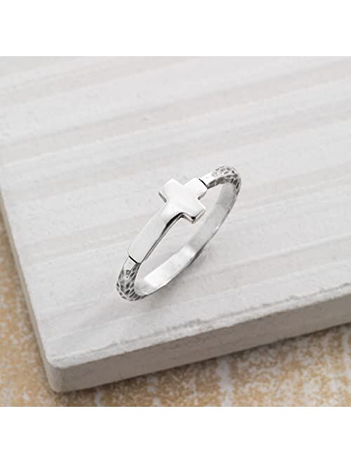 Silpada 'Simplex Cross' Horizontal Cross Textured Ring in Sterling Silver