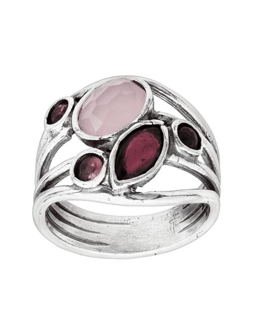 Silpada 'Red Alert' Natural Garnet, Rose Quartz, & Pink Tourmaline Ring in Sterling Silver